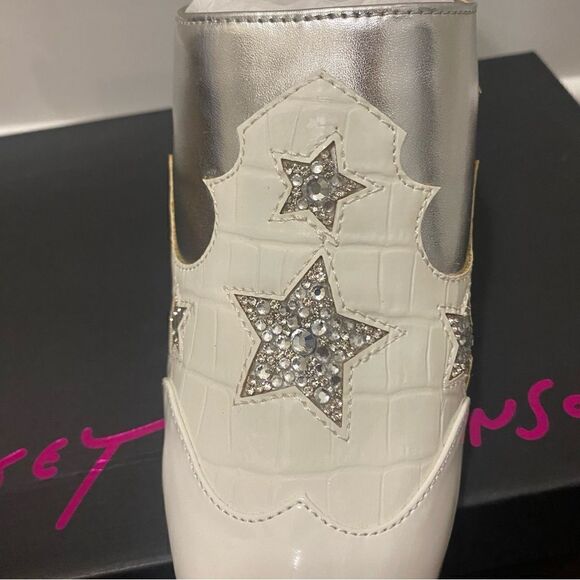 Betsy Johnson Denniss Embellished Patent Western Mules - Picture 11 of 16
